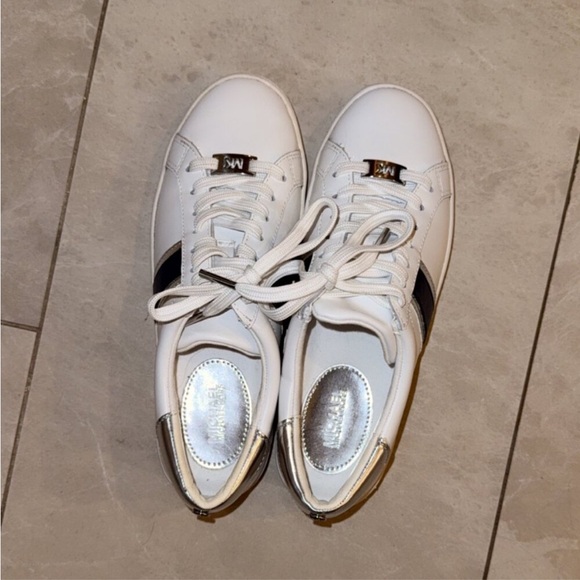 Michael Kors Shoes - Michael Kors Women's White and Gold Sneakers-size 6
